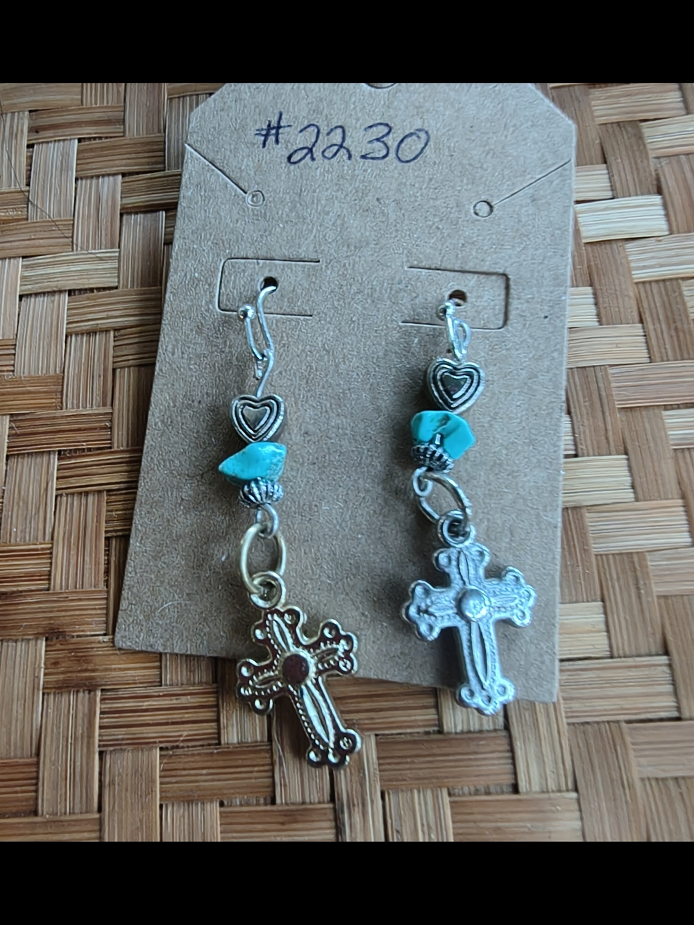 Turquoise & Coral Boho Dangle Earrings - Turquoise Coral - Picture 5 of 7